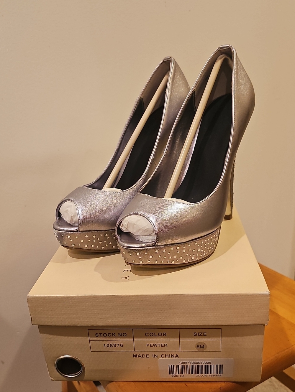 Mariah Carey Pewter Peep-Toe Platform Pumps - Women